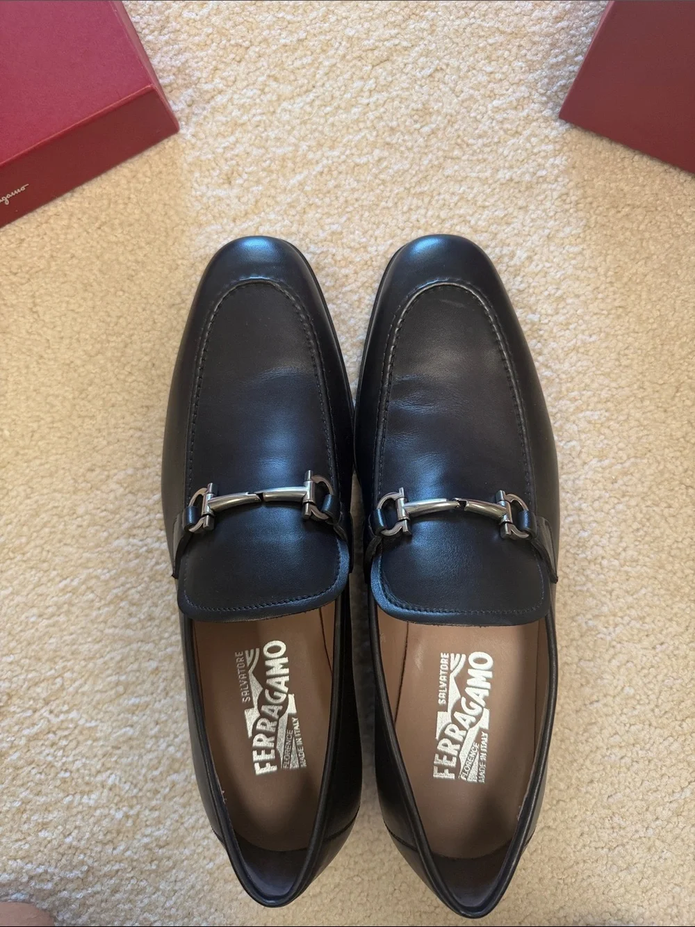 Salvatore Ferragamo Black Leather Bit Slip-On Loafers